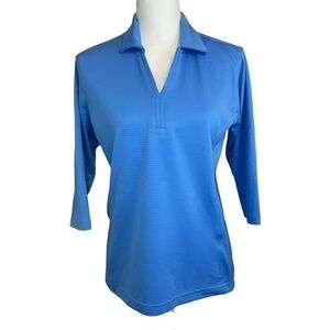 Pebble Beach Cornflower Blue 3/4 Sleeve Polo Performance Golf and Tennis Shirt M
